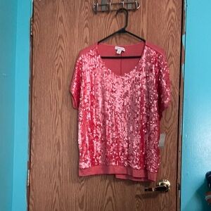 Coldwater Creek Pink Sequin Blouse